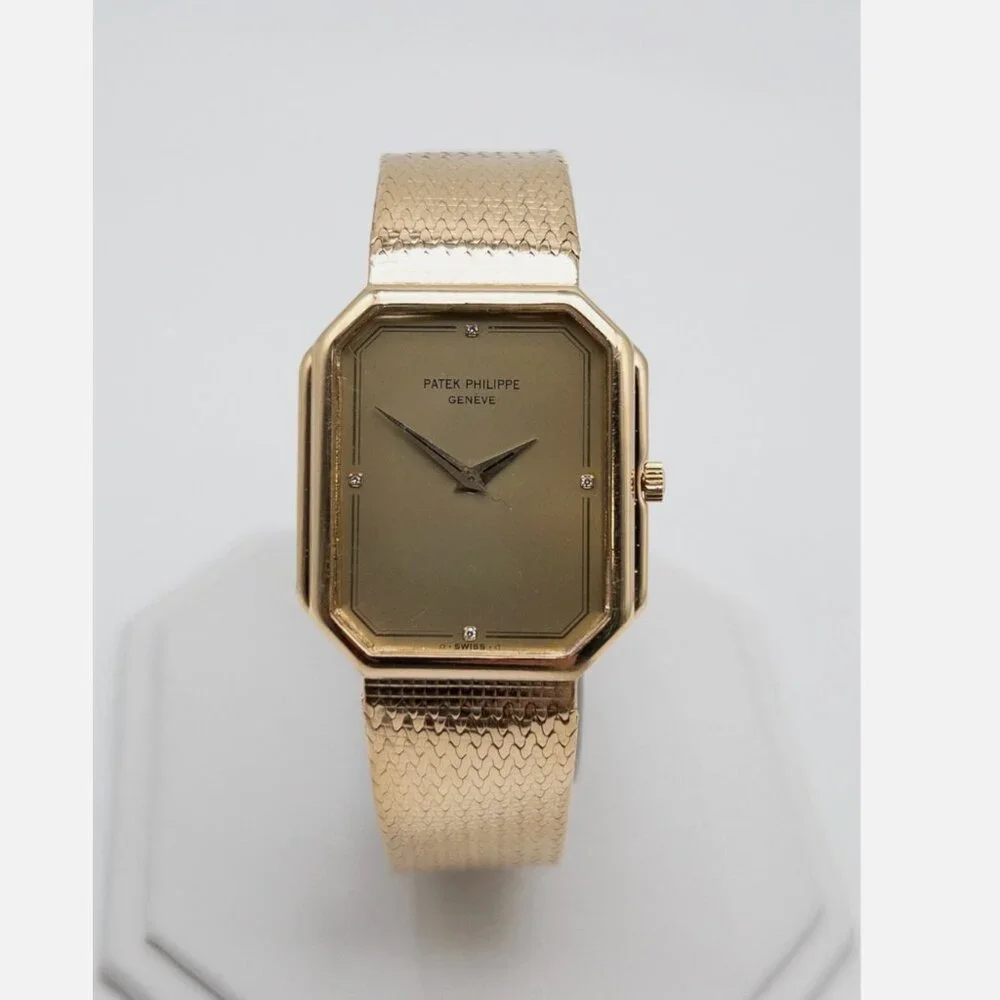 MENS PATEK PHILLIPE 18k Yellow Gold FACTORY DIAMOND Watch